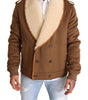 Dolce & Gabbana Brown Double Breasted Shearling Coat Jacket