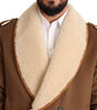 Dolce & Gabbana Brown Double Breasted Shearling Coat Jacket