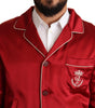 Dolce & Gabbana Red Silk Button DG Logo Bomber Jacket