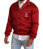 Dolce & Gabbana Red Silk Button DG Logo Bomber Jacket