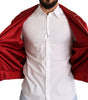 Dolce & Gabbana Red Silk Button DG Logo Bomber Jacket