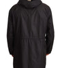 Dolce & Gabbana Black Hooded Mens Trench Coat Jacket