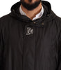 Dolce & Gabbana Black Hooded Mens Trench Coat Jacket