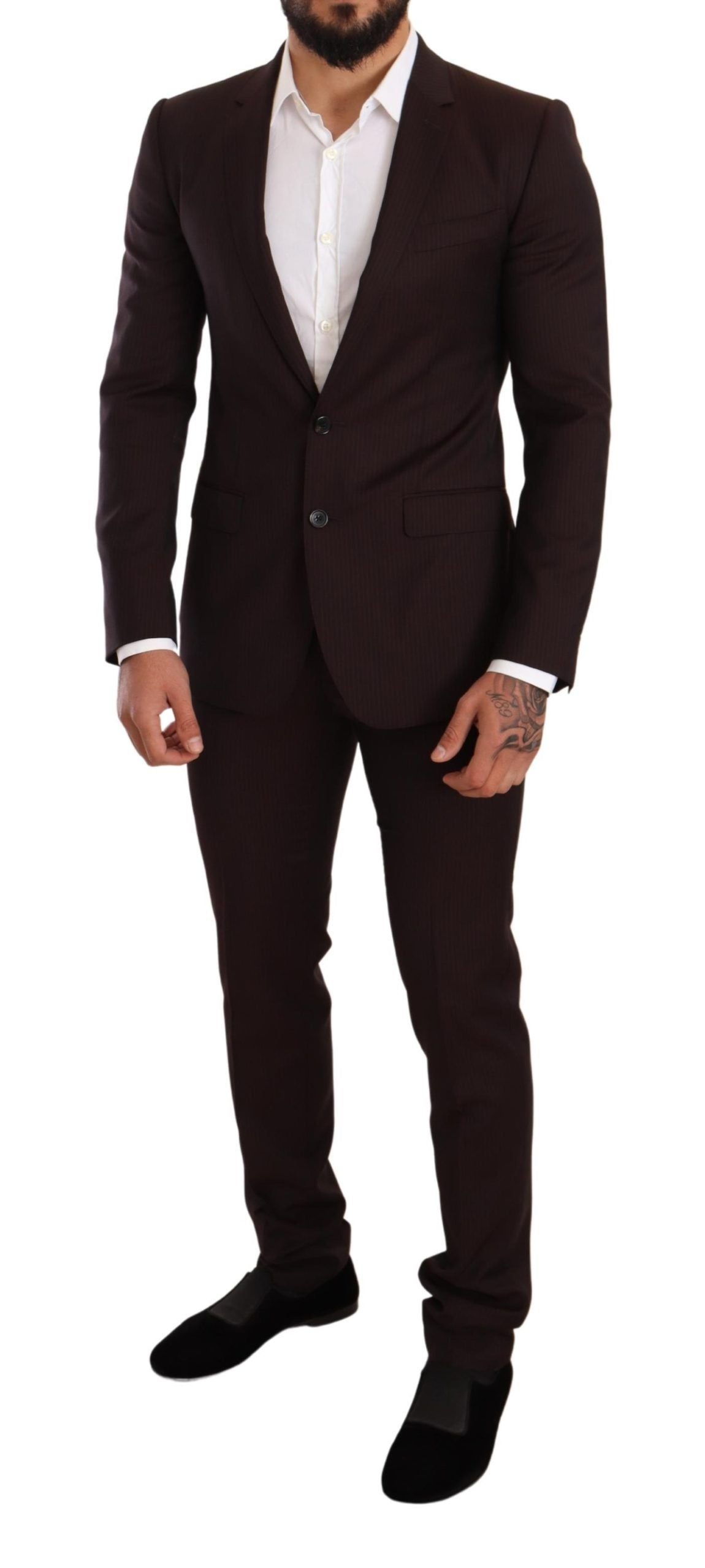 Costume Martini élégant à rayures bordeaux Dolce & Gabbana