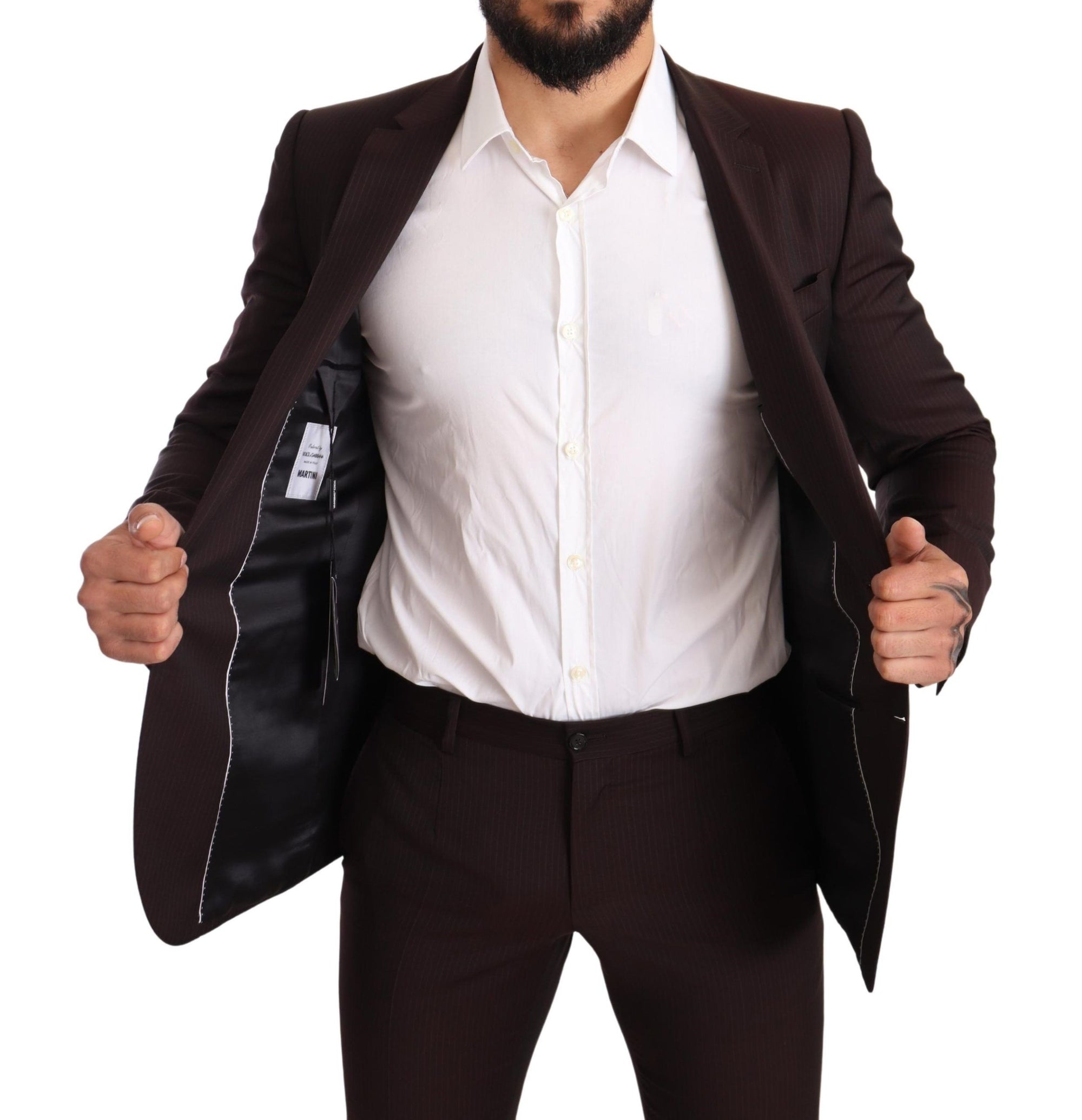 Costume Martini élégant à rayures bordeaux Dolce & Gabbana