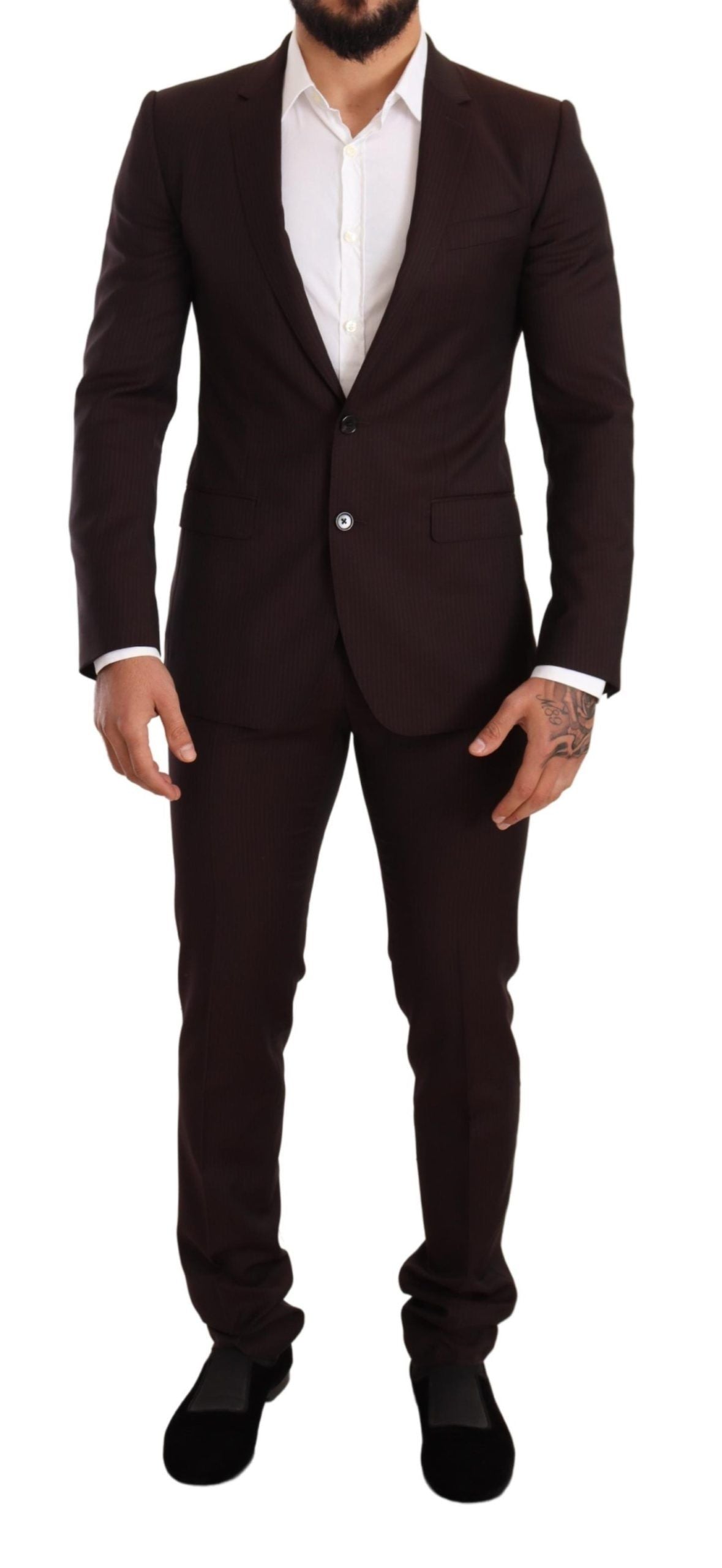 Costume Martini élégant à rayures bordeaux Dolce & Gabbana