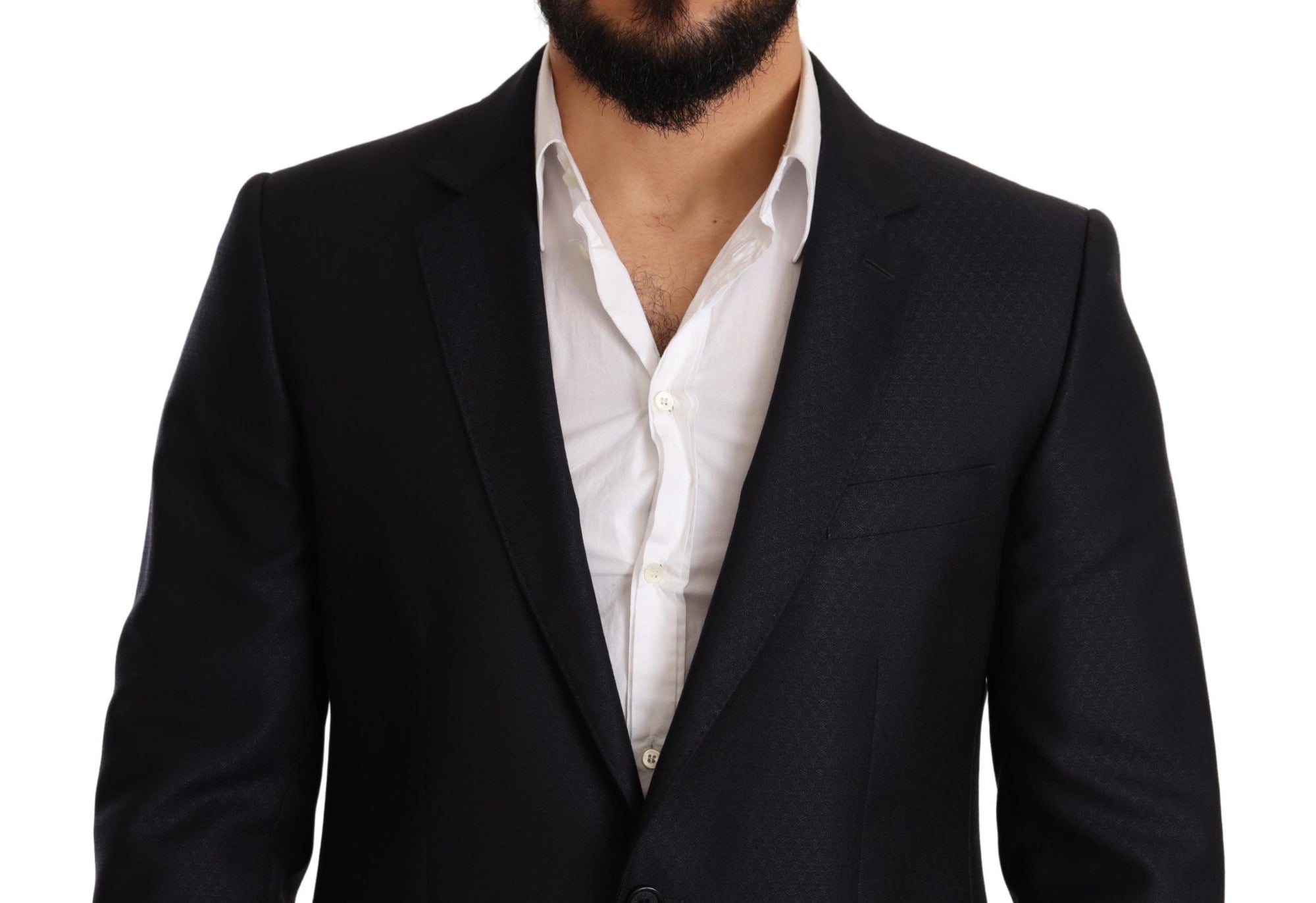 Costume élégant en jacquard coupe slim Dolce & Gabbana bleu