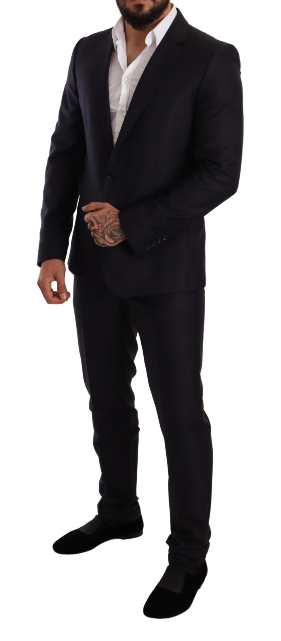 Costume élégant en jacquard coupe slim Dolce & Gabbana bleu