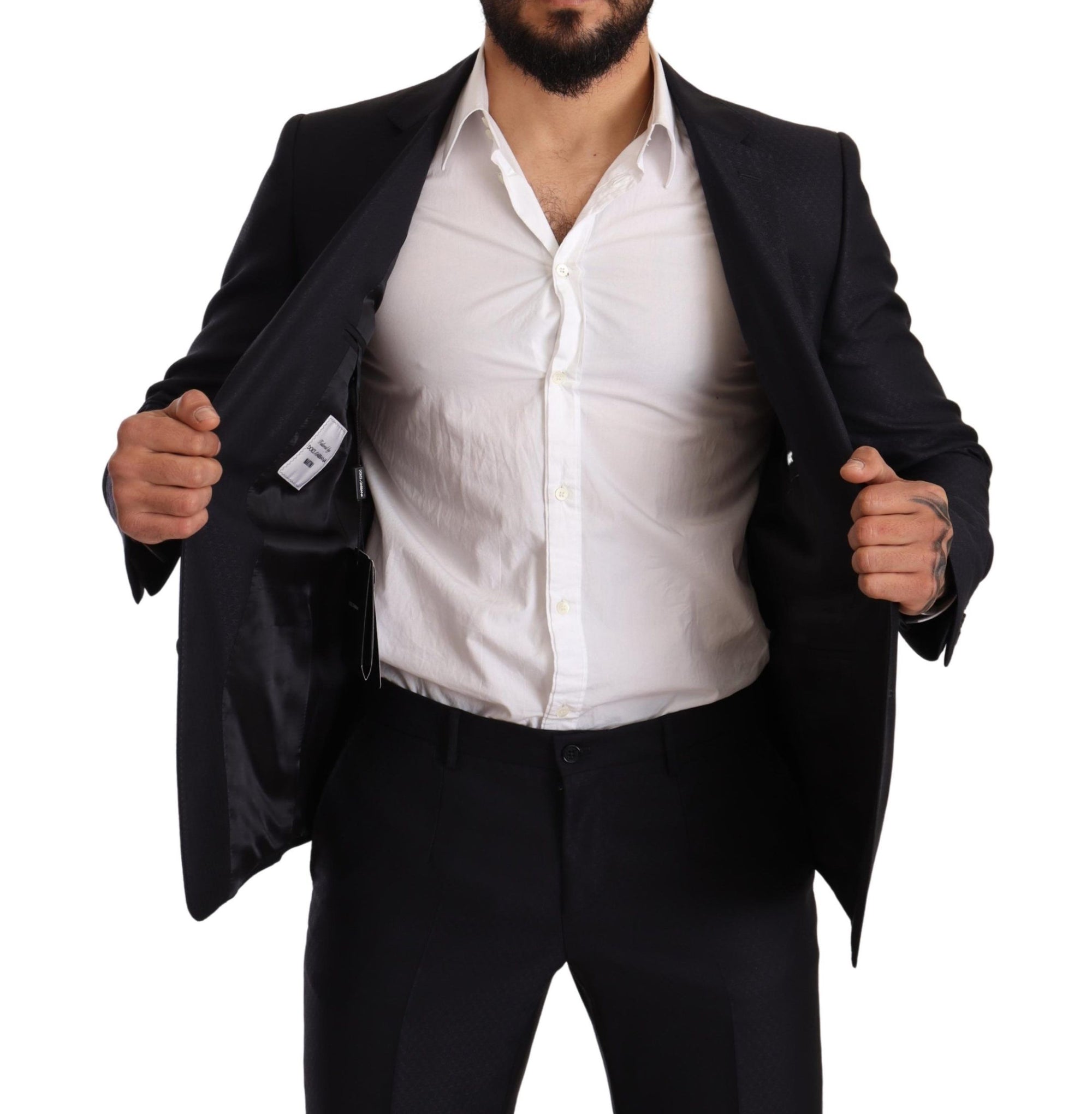 Costume élégant en jacquard coupe slim Dolce & Gabbana bleu