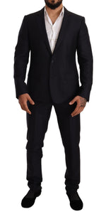 Costume élégant en jacquard coupe slim Dolce & Gabbana bleu