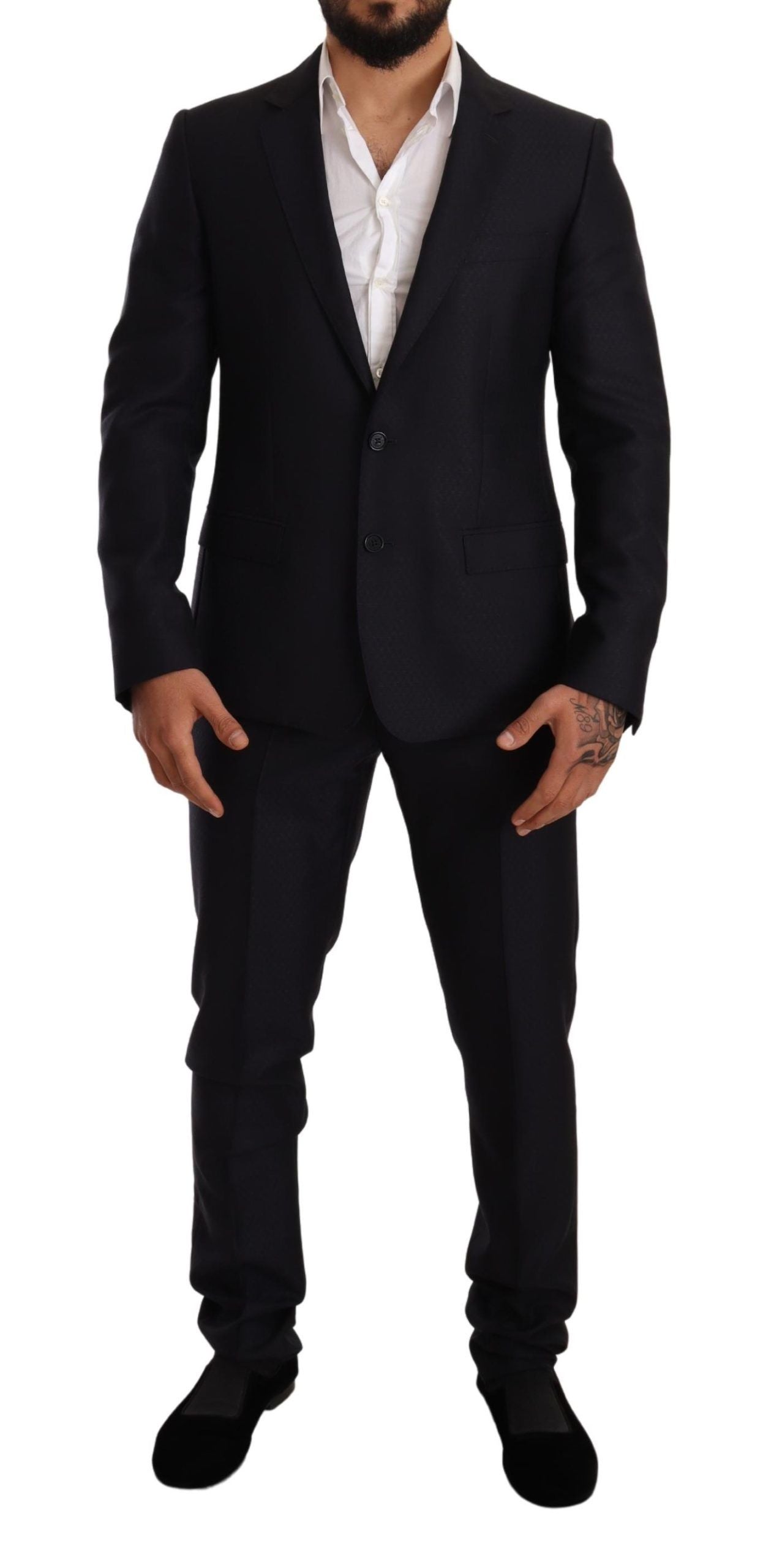 Costume élégant en jacquard coupe slim Dolce & Gabbana bleu