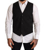 Dolce & Gabbana Black Wool Formal Waistcoat Dress
