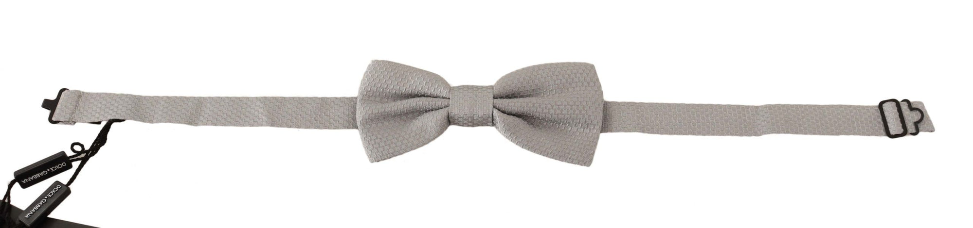 Dolce &amp; Gabbana Elegant Silver Silk Bow Tie