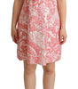 Dolce & Gabbana Pink Floral Jacquard Pleated Sheath Dress