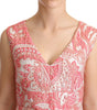 Dolce & Gabbana Pink Floral Jacquard Pleated Sheath Dress