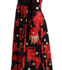 Dolce & Gabbana Black Sicily Bag Print Flared Midi Dress