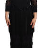 Dolce & Gabbana Black Sheer Floral Lace Crystal Maxi Dress