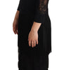 Dolce & Gabbana Black Sheer Floral Lace Crystal Maxi Dress