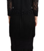 Dolce & Gabbana Black Sheer Floral Lace Crystal Maxi Dress