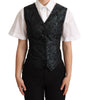 Dolce & Gabbana Black Jacquard Floral Waistcoat Vest Green