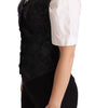 Dolce & Gabbana Black Jacquard Floral Waistcoat Vest Green
