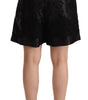 Dolce & Gabbana Short élégant en brocart de soie noir à fleurs