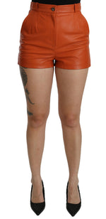 Pantalon chaud taille haute en cuir orange chic Dolce & Gabbana