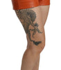 Pantalon chaud taille haute en cuir orange chic Dolce & Gabbana
