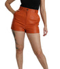Pantalon chaud taille haute en cuir orange chic Dolce & Gabbana