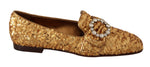 Dolce & Gabbana Élégantes ballerines dorées à paillettes et cristaux