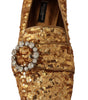 Dolce & Gabbana Élégantes ballerines dorées à paillettes et cristaux
