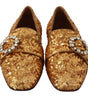 Dolce & Gabbana Élégantes ballerines dorées à paillettes et cristaux