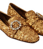 Dolce & Gabbana Élégantes ballerines dorées à paillettes et cristaux