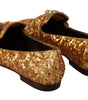 Dolce & Gabbana Élégantes ballerines dorées à paillettes et cristaux