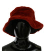 Dolce & Gabbana Red Bordeaux Fur Wide Brim Bucket  Hat