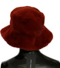 Dolce & Gabbana Red Bordeaux Fur Wide Brim Bucket  Hat