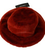 Dolce & Gabbana Red Bordeaux Fur Wide Brim Bucket  Hat