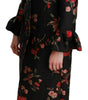 Dolce & Gabbana Black Floral Embroidered Jacket Coat
