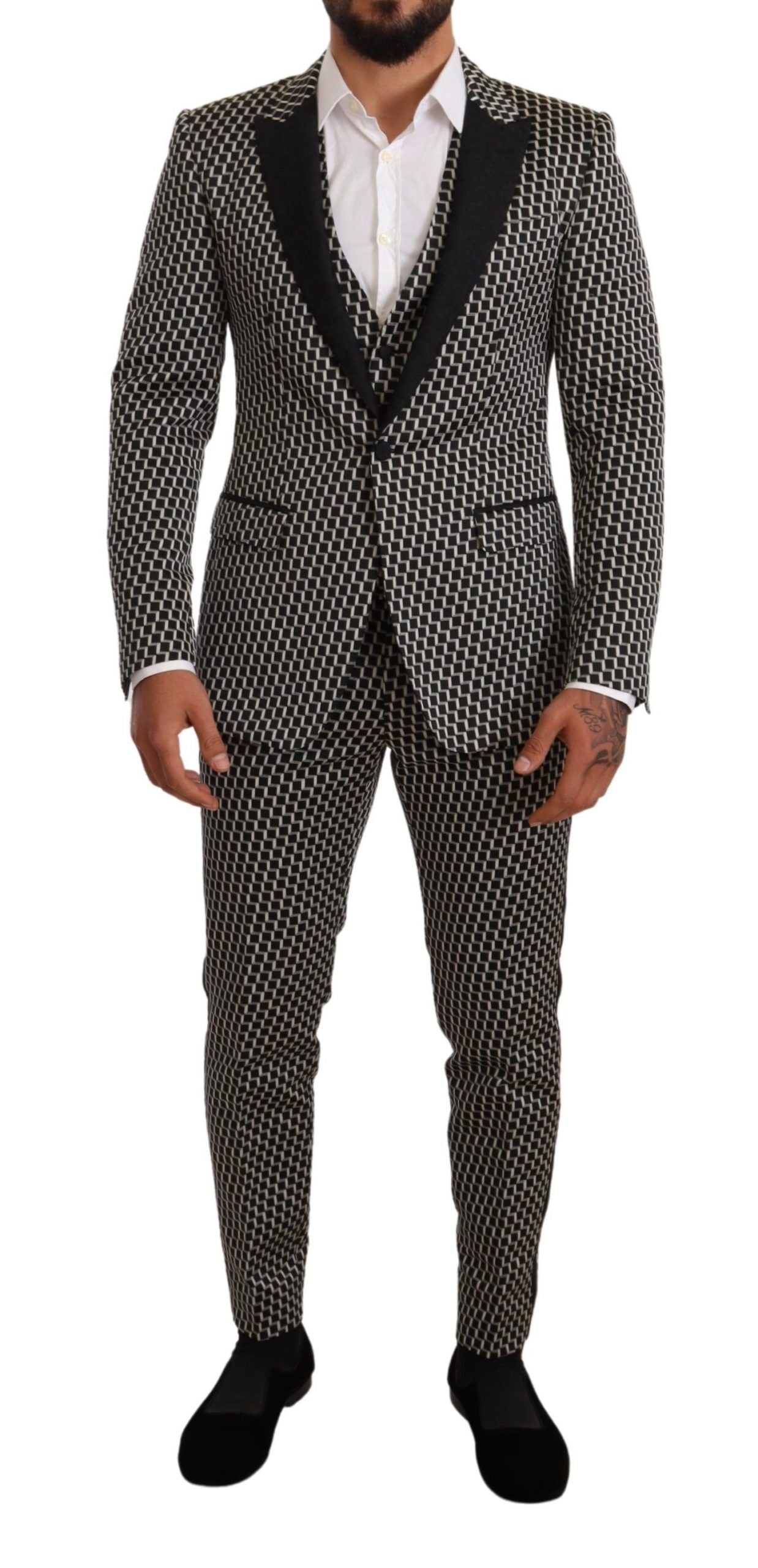 Costume trois pièces élégant à carreaux noirs Martini de Dolce & Gabbana