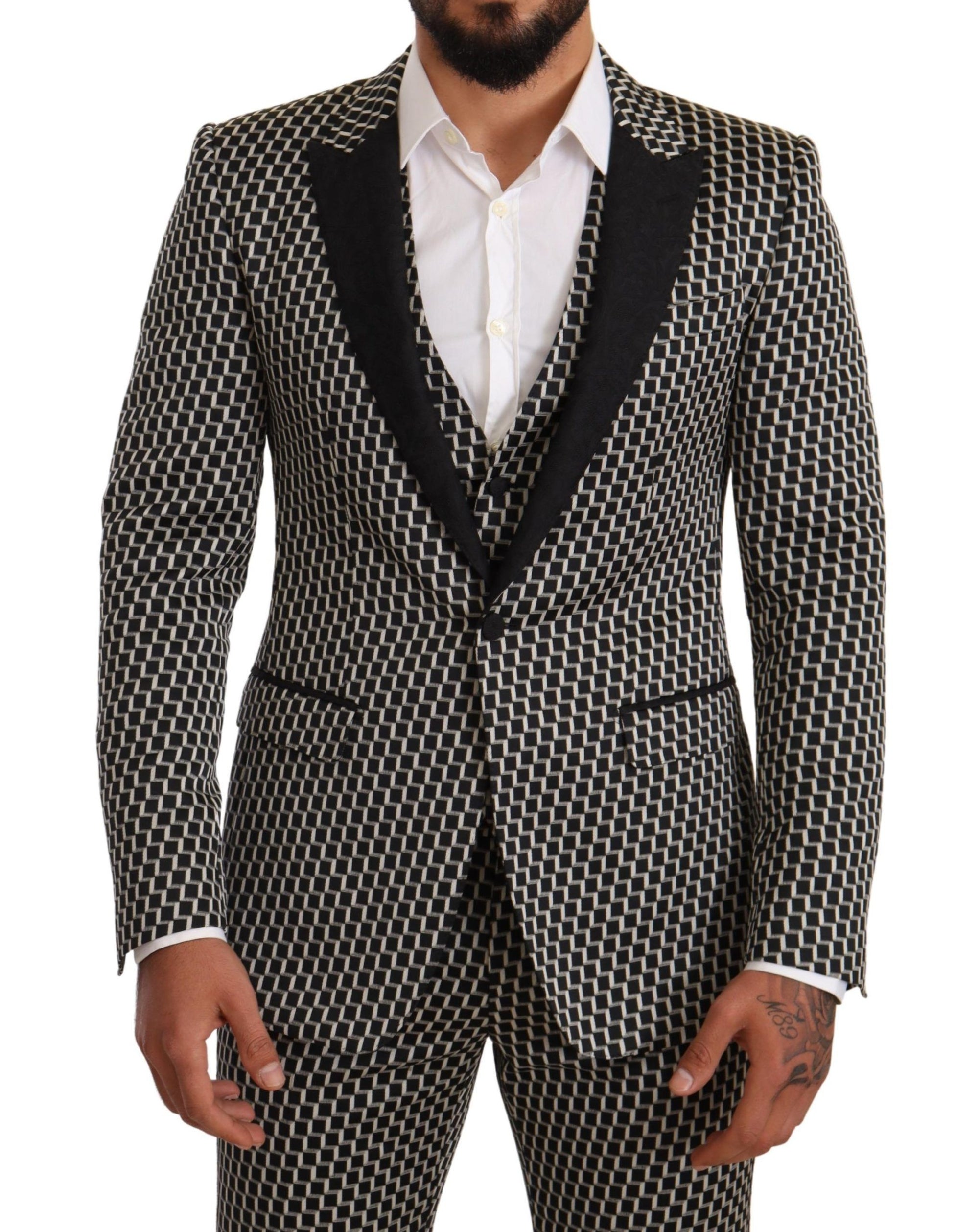Costume trois pièces élégant à carreaux noirs Martini de Dolce & Gabbana