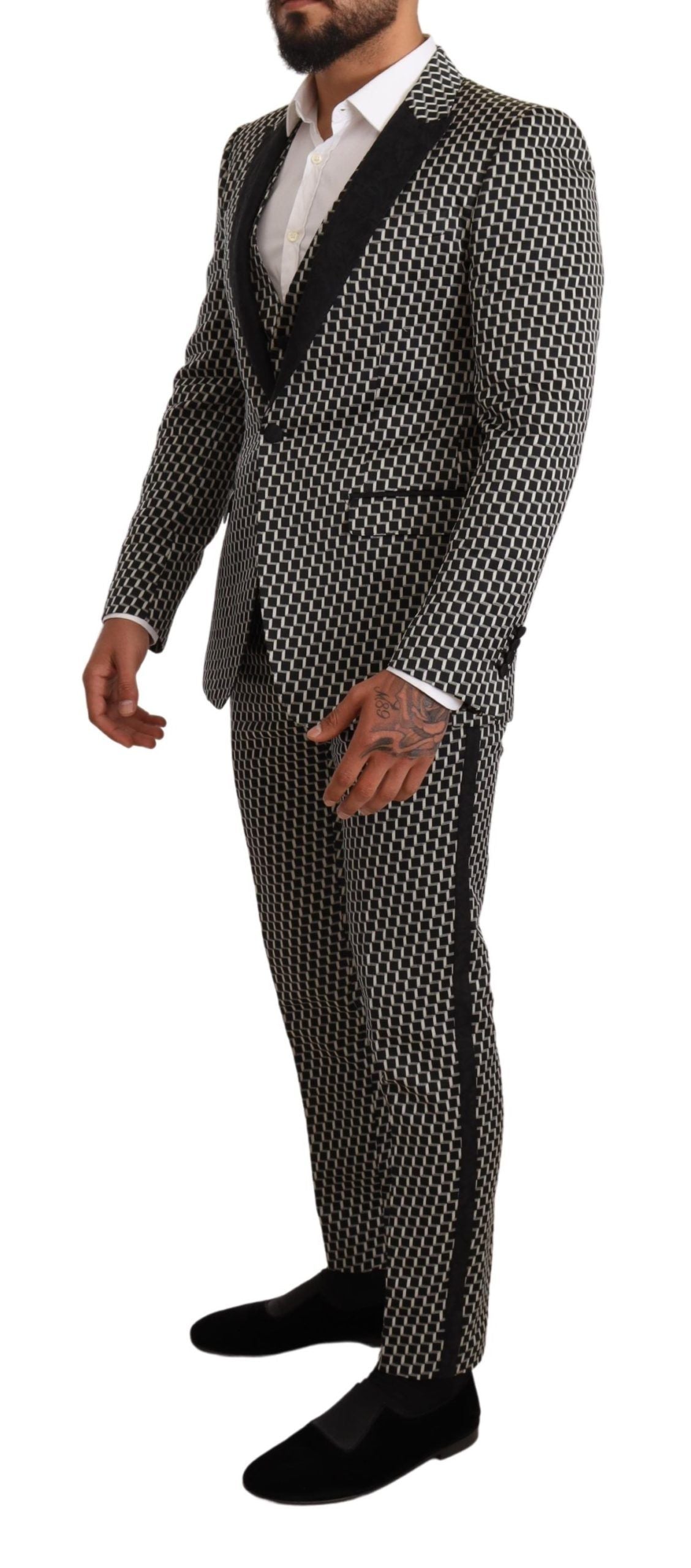 Costume trois pièces élégant à carreaux noirs Martini de Dolce & Gabbana