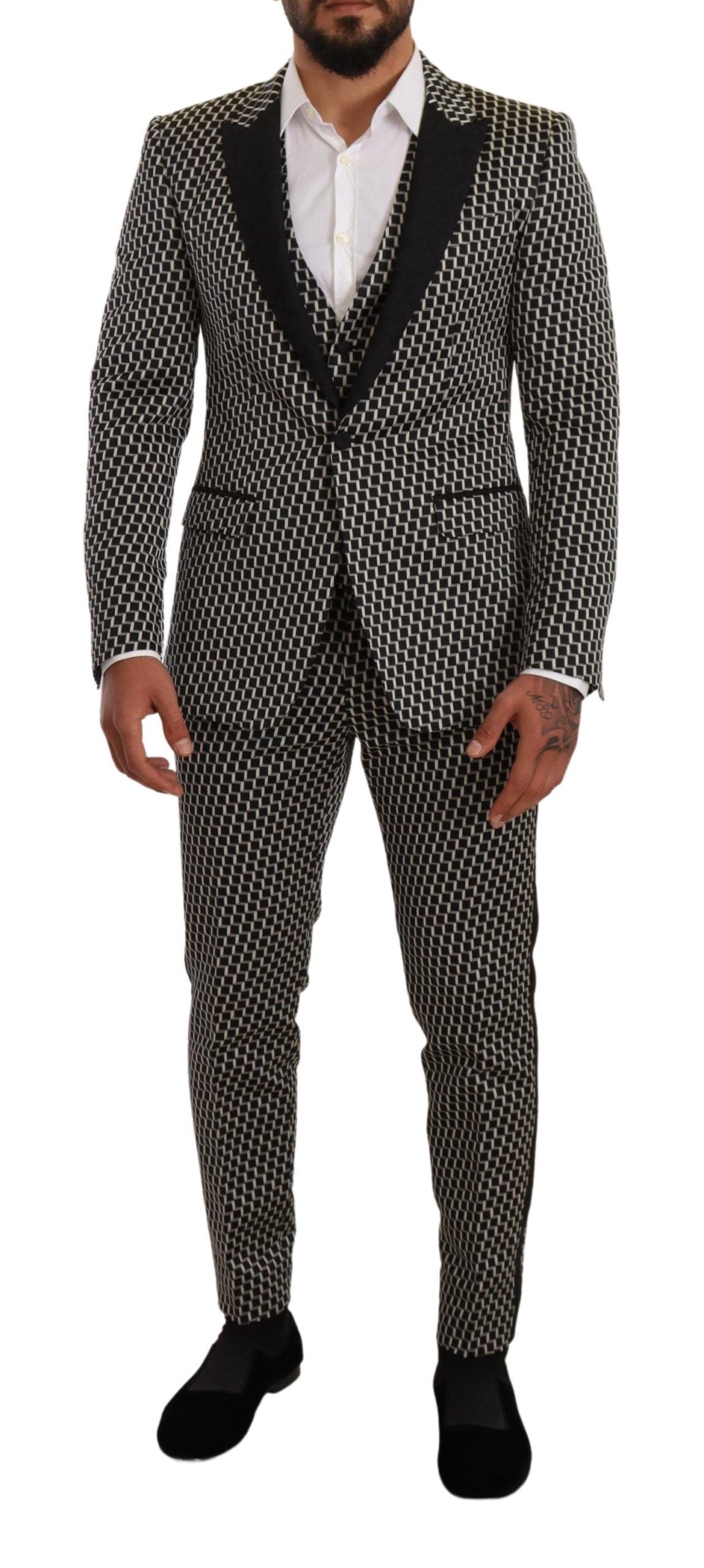 Costume trois pièces élégant à carreaux noirs Martini de Dolce & Gabbana
