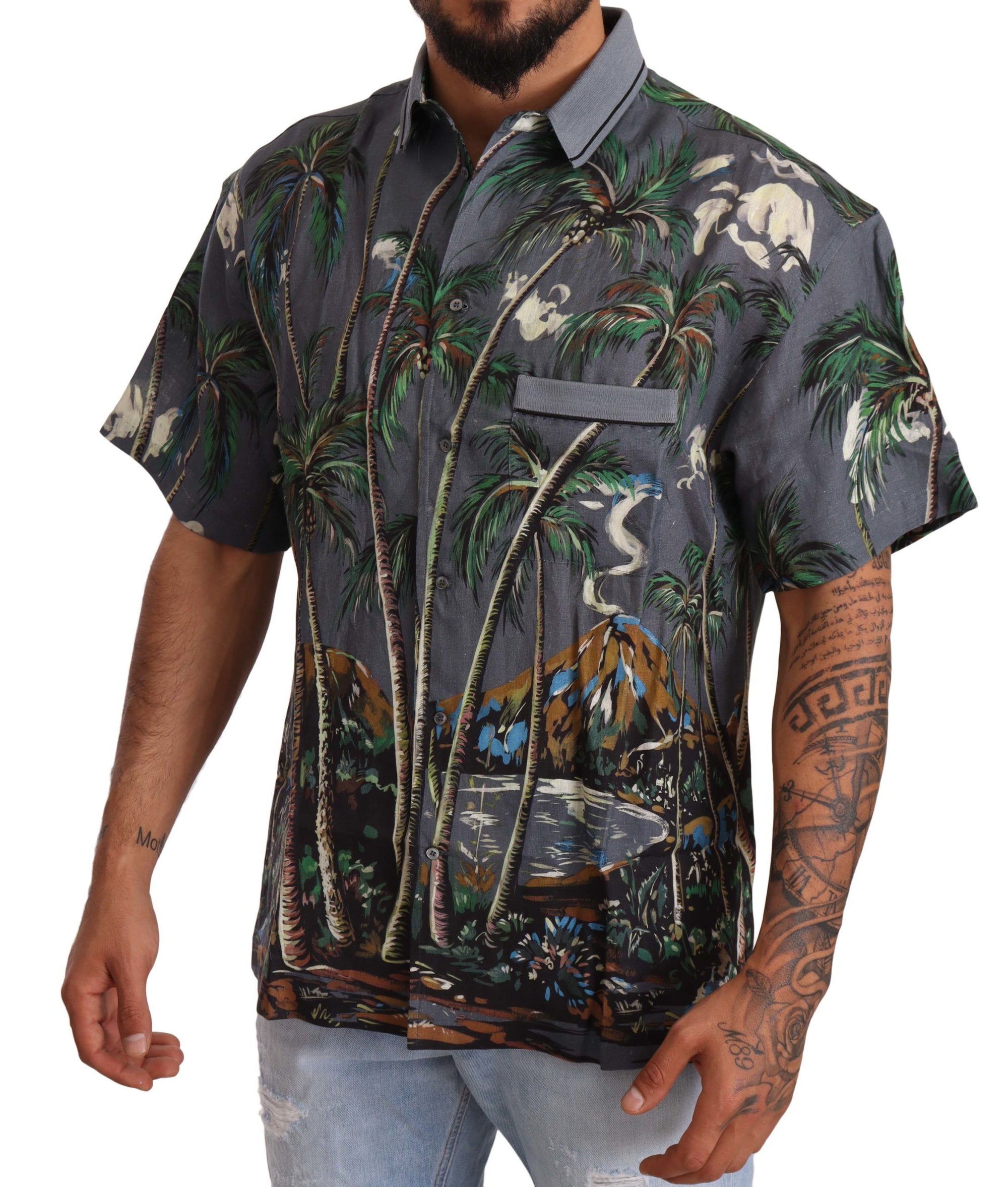 Chemise homme Dolce &amp; Gabbana Tropical Elegance en lin et soie