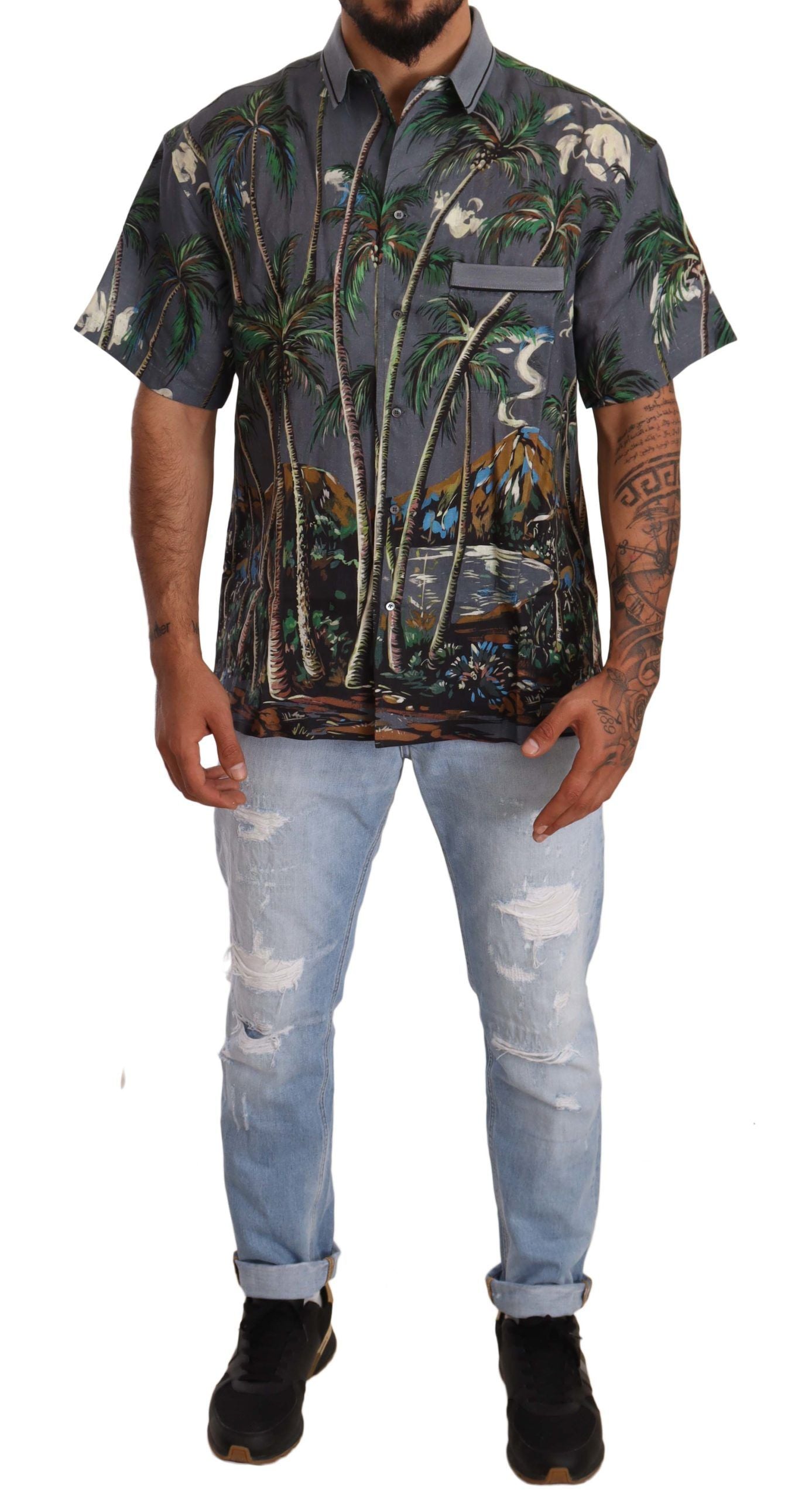 Chemise homme Dolce &amp; Gabbana Tropical Elegance en lin et soie