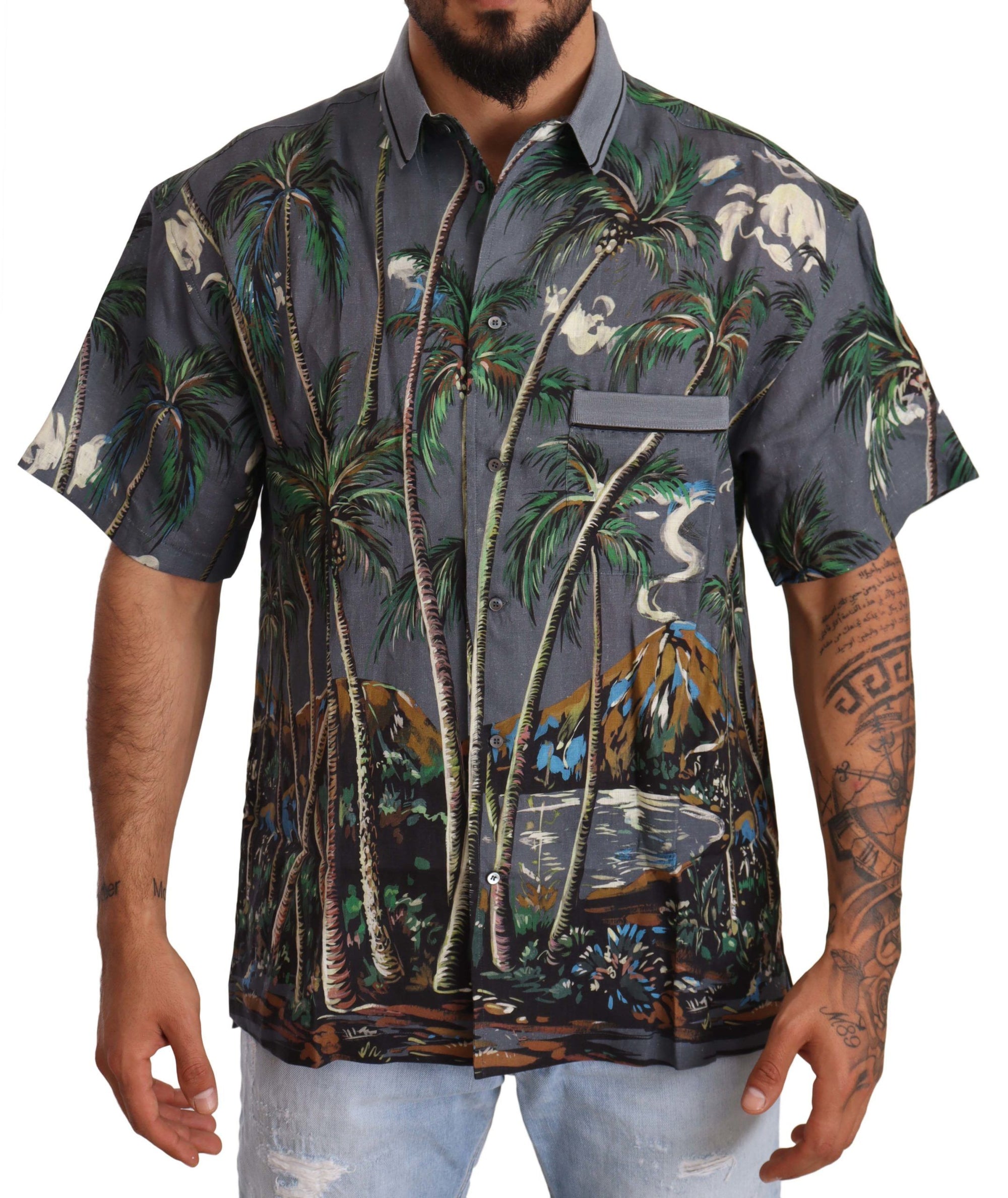 Chemise homme Dolce &amp; Gabbana Tropical Elegance en lin et soie