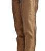 Dolce &amp; Gabbana Elegant Tapered Silk Trousers in Gold