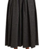 Dolce &amp; Gabbana Elegant A-Line Midi Wool Skirt in Gray Zigzag