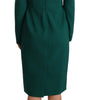 Dolce & Gabbana Green Stretch Crepe Crystal Midi Dress