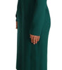 Dolce & Gabbana Green Stretch Crepe Crystal Midi Dress