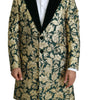 Dolce & Gabbana DOLCE & GABBANA Jacket SICILIA Green Gold Jacquard Long Coat